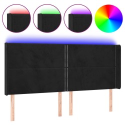 Tête de lit à LED Noir 203x16x118/128 cm Velours 582262582262