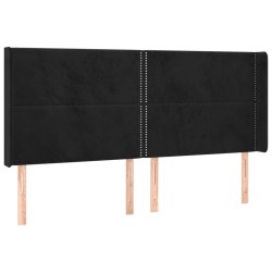 Tête de lit à LED Noir 203x16x118/128 cm Velours 582262582262