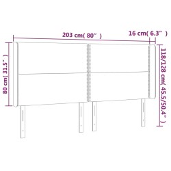 Tête de lit à LED Noir 203x16x118/128 cm Velours 582262582262