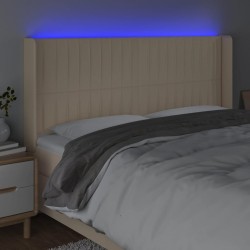 Tête de lit à LED Crème 203x16x118/128 cm Tissu 582263582263