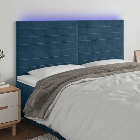 Tête de lit à LED Bleu foncé 200x5x118/128 cm Velours 582268582268