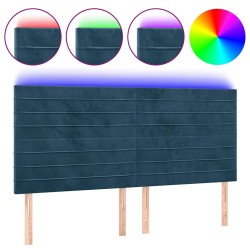 Tête de lit à LED Bleu foncé 200x5x118/128 cm Velours 582268582268