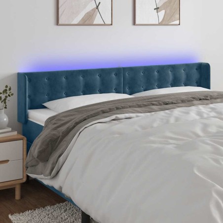 Tête de lit à LED Bleu foncé 203x16x78/88 cm Velours 582269582269