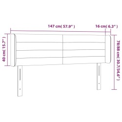 Tête de lit à LED Marron foncé 147x16x78/88 cm Tissu 582270582270