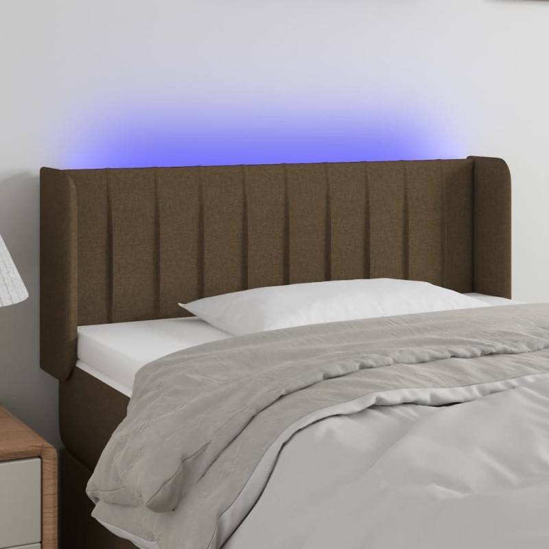 Tête de lit à LED Marron foncé 103x16x78/88 cm Tissu 582271582271