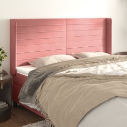 Tête de lit avec oreilles Rose 203x16x118/128 cm Velours 582273582273
