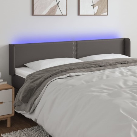 Tête de lit à LED Gris 203x16x78/88 cm Similicuir 582282582282