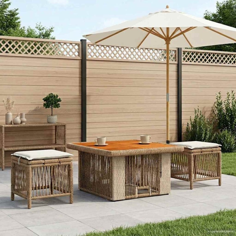Ensemble de salle à manger pour jardin 3 pcs Beige et crème 582297582297