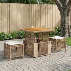 Ensemble de salle à manger pour jardin 3 pcs Beige et crème 582297582297