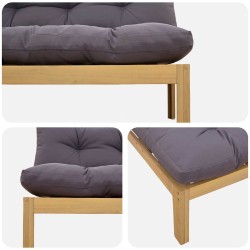 Unité de canapé du milieu Acacia Clair et Gris Foncé 582304582304