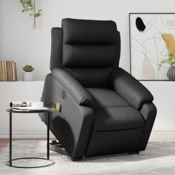 Fauteuil inclinable de massage électrique noir similicuir 582322582322