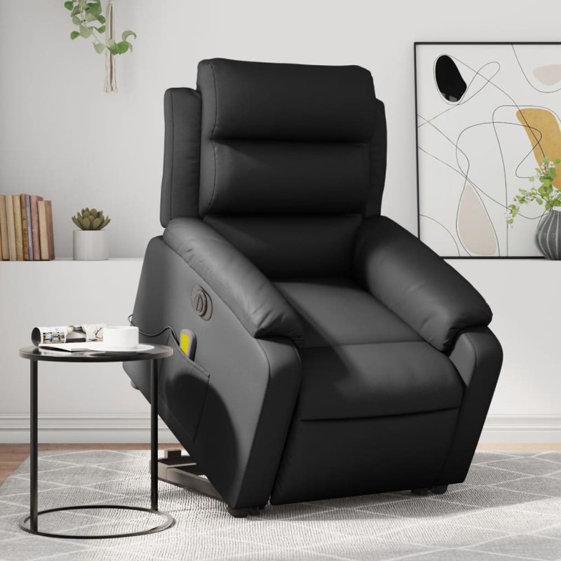 Fauteuil inclinable de massage électrique noir similicuir 582322582322