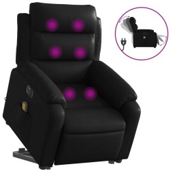 Fauteuil inclinable de massage électrique noir similicuir 582322582322
