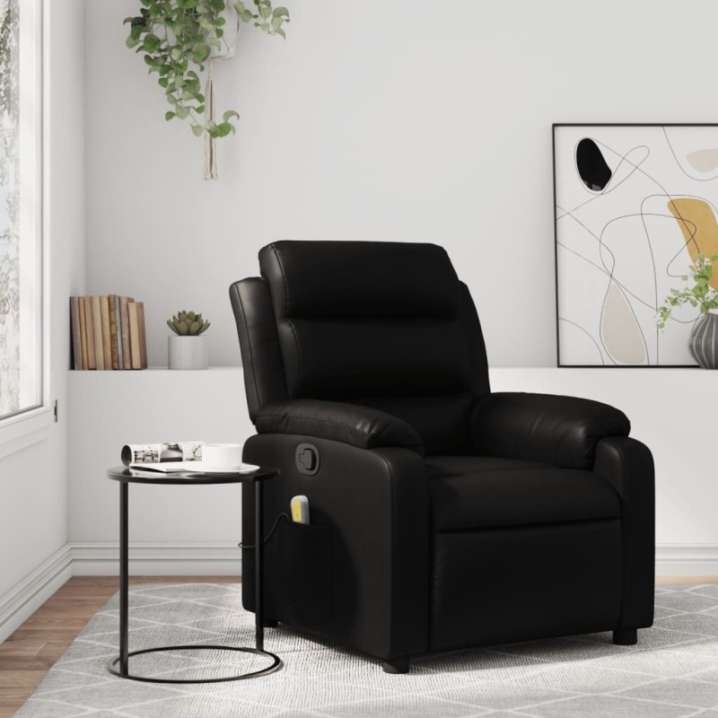 Fauteuil de massage inclinable noir similicuir 582324582324