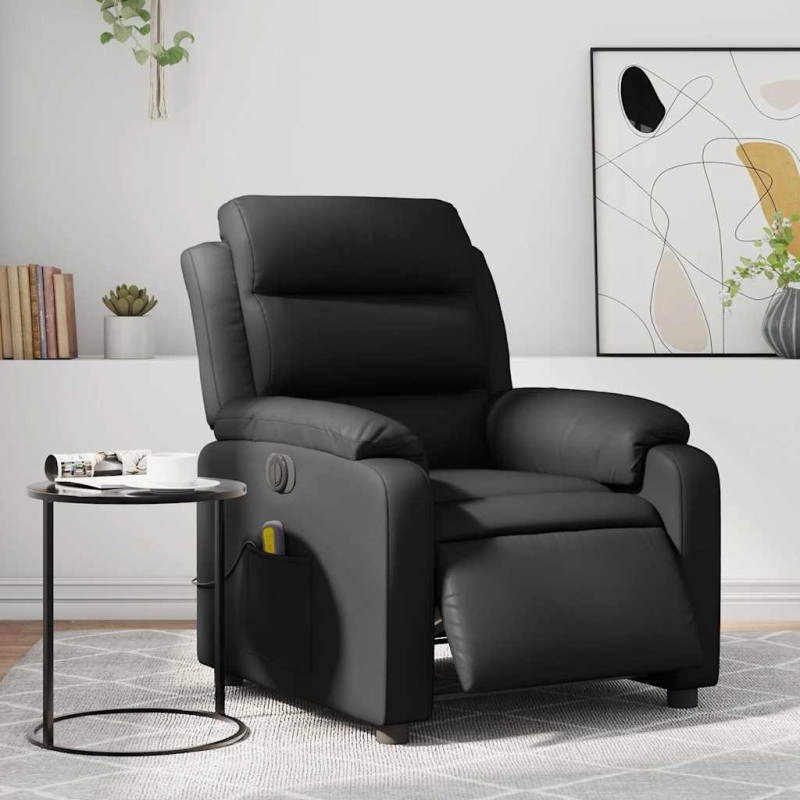 Fauteuil de massage inclinable électrique noir similicuir 582327582327