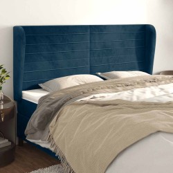 Tête de lit avec oreilles Bleu foncé 203x23x118/128 cm Velours 582328582328