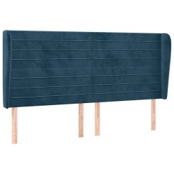 Tête de lit avec oreilles Bleu foncé 203x23x118/128 cm Velours 582328582328
