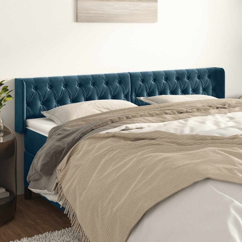 Tête de lit avec oreilles Bleu foncé 203x16x78/88 cm Velours 582330582330