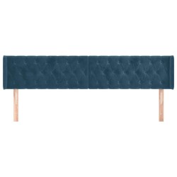 Tête de lit avec oreilles Bleu foncé 203x16x78/88 cm Velours 582330582330