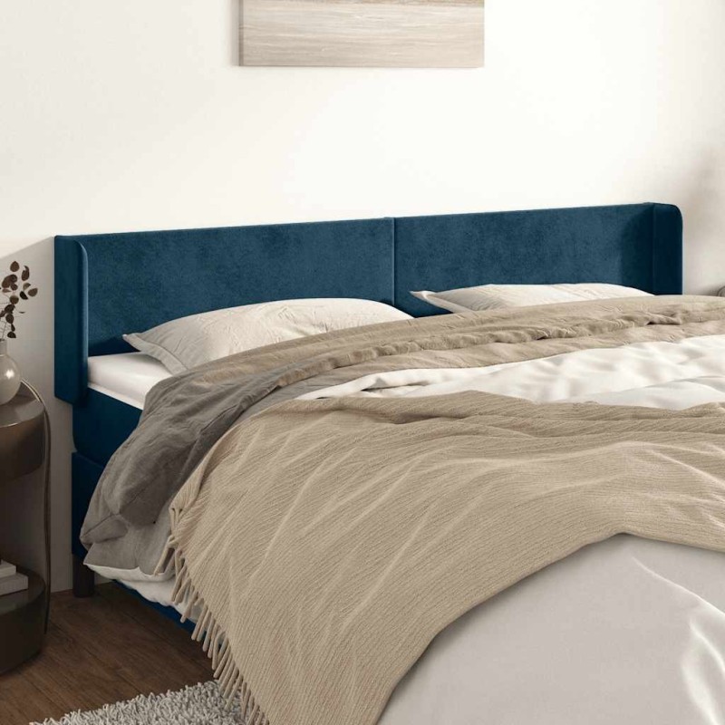 Tête de lit avec oreilles Bleu foncé 203x16x78/88 cm Velours 582331582331