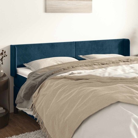 Tête de lit avec oreilles Bleu foncé 203x16x78/88 cm Velours 582331582331