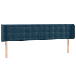 Tête de lit avec oreilles Bleu foncé 203x16x78/88 cm Velours 582332582332