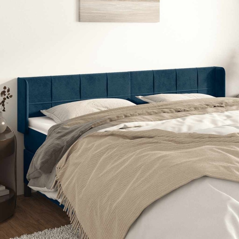 Tête de lit avec oreilles Bleu foncé 203x16x78/88 cm Velours 582333582333