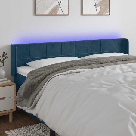 Tête de lit à LED Bleu foncé 203x16x78/88 cm Velours 582352582352