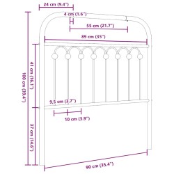Tête de lit de remplacement métal blanc 90 cm 582361582361