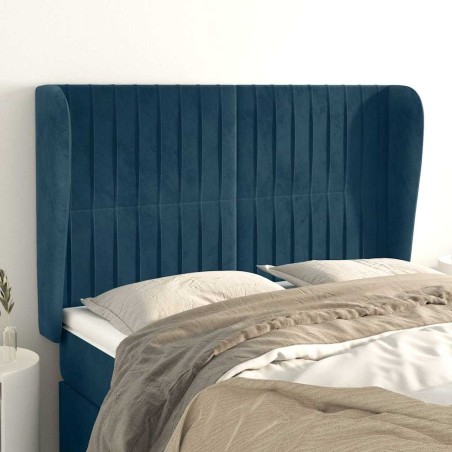 Tête de lit avec oreilles Bleu foncé 147x23x118/128 cm Velours 582420582420