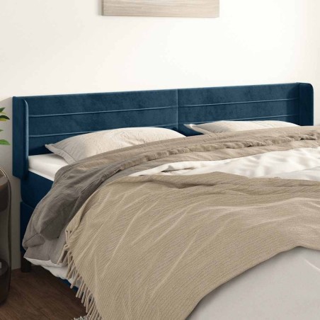 Tête de lit avec oreilles Bleu foncé 163x16x78/88 cm Velours 582421582421