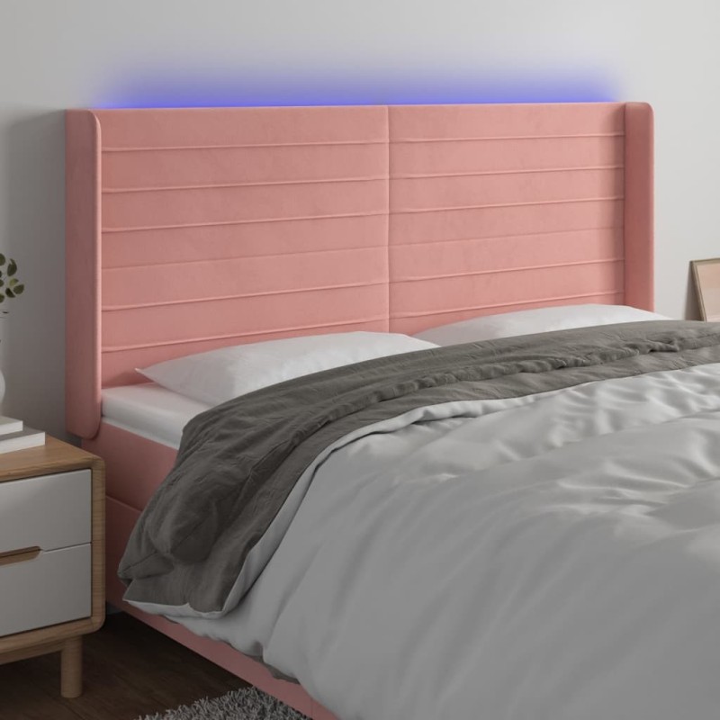 Tête de lit à LED Rose 203x16x118/128 cm Velours 582427582427