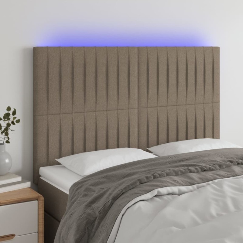 Tête de lit à LED Taupe 144x5x118/128 cm Tissu 582430582430