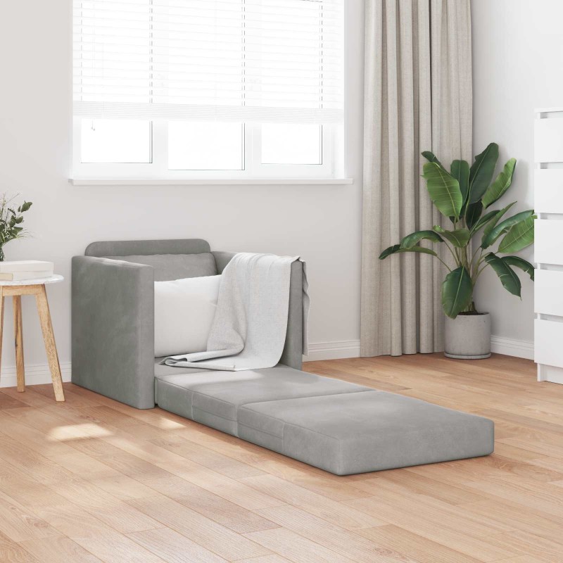 Canapé-Lit Gris clair 74 x 77 x 81 cm Velours 582435582435