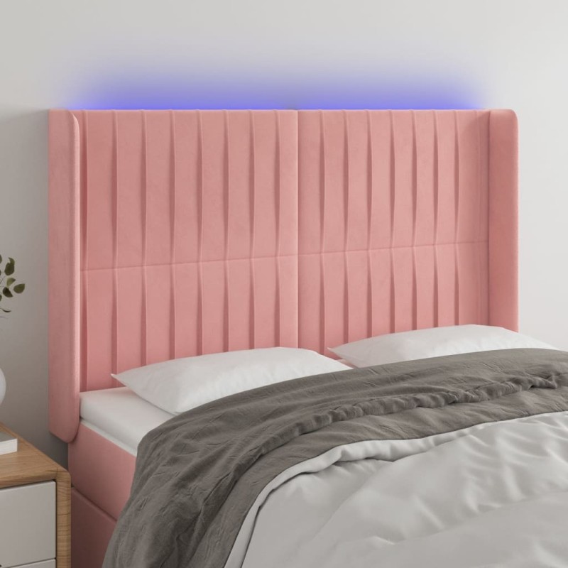 Tête de lit à LED Rose 147x16x118/128 cm Velours 582441582441