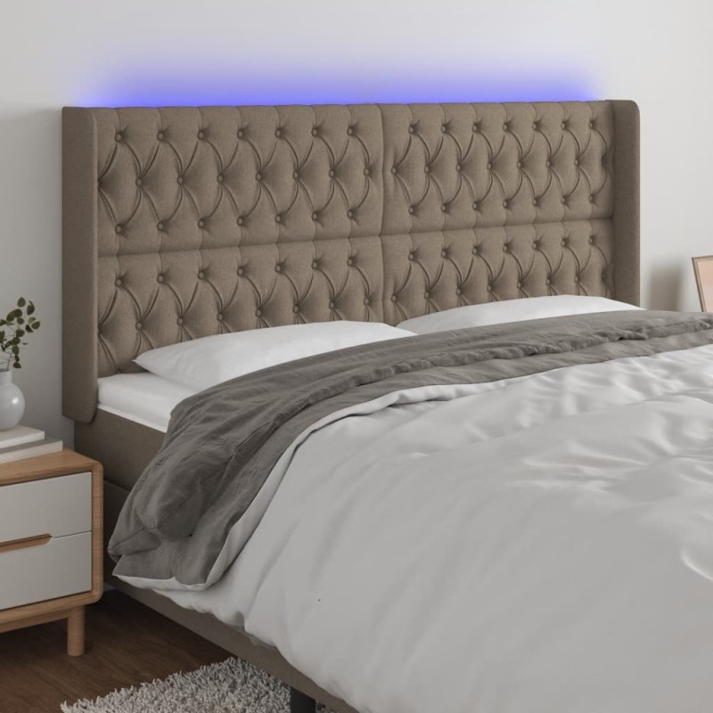Tête de lit à LED Taupe 203x16x118/128 cm Tissu 582450582450