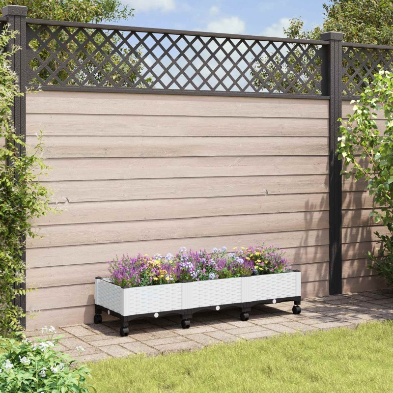 Jardinière avec Roues Blanc 120 x 40 x 33 cm PP 582458582458