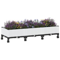 Jardinière avec Roues Blanc 120 x 40 x 33 cm PP 582458582458