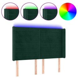 Tête de lit à LED Vert foncé 147x16x118/128 cm Velours 582468582468