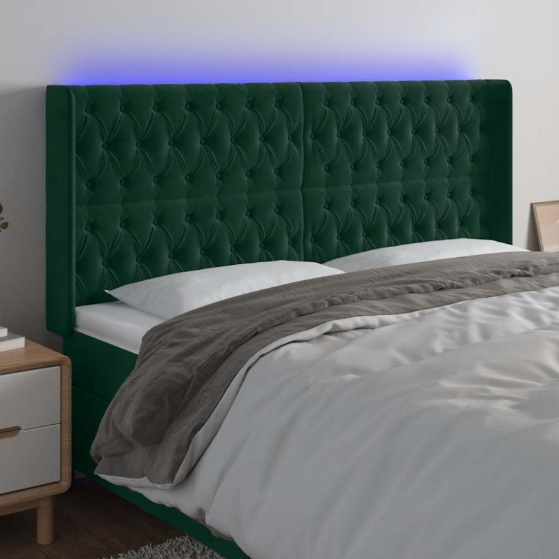 Tête de lit à LED Vert foncé 183x16x118/128 cm Velours  582473582473