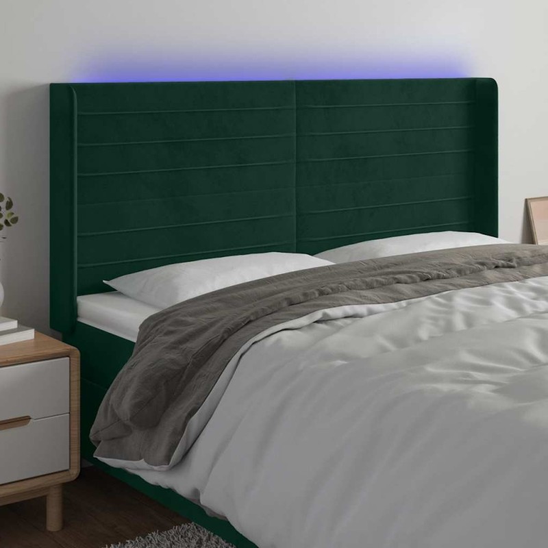 Tête de lit à LED Vert foncé 183x16x118/128 cm Velours 582474582474