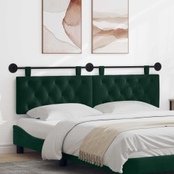 Tête de lit suspendue Avec lumière LED Vert foncé Velours 582491582491