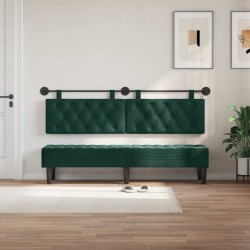 Tête de lit suspendue Avec lumière LED Vert foncé Velours 582492582492