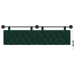 Tête de lit suspendue Avec lumière LED Vert foncé Velours 582492582492