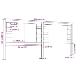 Tête de lit Gris 126x4x100 cm Bois massif de pin 582519582519