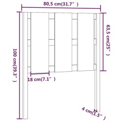 Tête de lit Gris 80,5x4x100 cm Bois massif de pin 582521582521