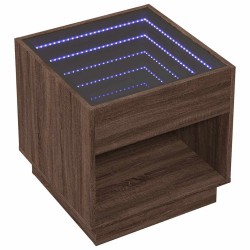 Table basse avec LED infini chêne marron 50x50x50 cm 582550582550