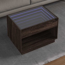 Table basse avec LED infini chêne marron 70x50x50 cm 582551582551