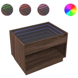 Table basse avec LED infini chêne marron 70x50x50 cm 582551582551