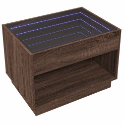 Table basse avec LED infini chêne marron 70x50x50 cm 582551582551